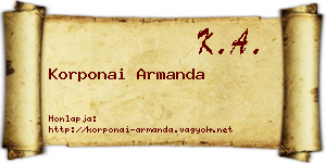 Korponai Armanda névjegykártya